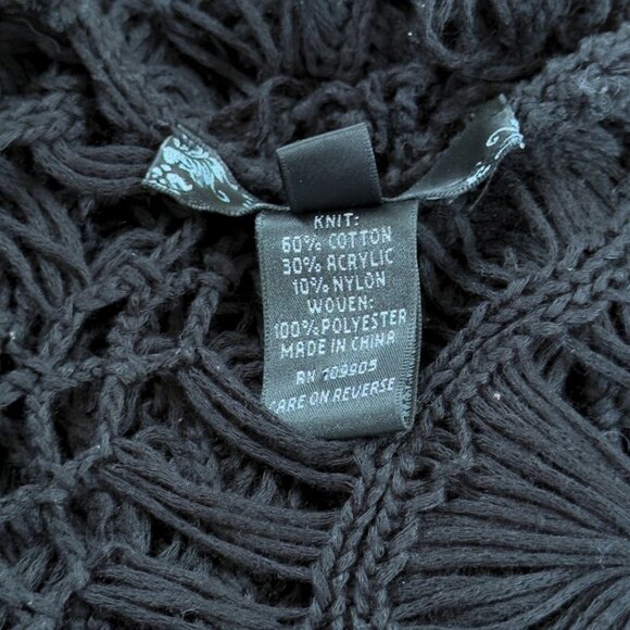 SOLD Sioni Black Sweater Open Knit Medium Large Handkerchief Hem Witchy Goth - Picture 8 of 10